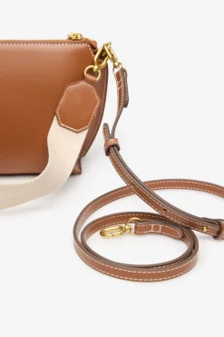 Cortefiel Bandolera básica pespuntes Marr&oacute;n New