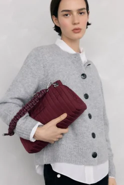 Pedro del Hierro Bandolera nylon con cremallera y asa cordones Burdeos