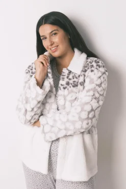 Women'secret Bata corta borrego animal print tricolor marfil Outlet