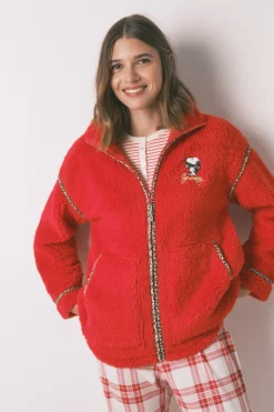 Women'secret Bata corta borreguito bordado Snoopy rojo Discount