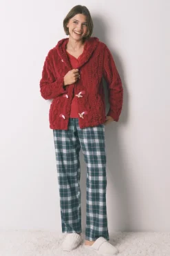 Women'secret Bata corta capucha polar suave rojo Outlet