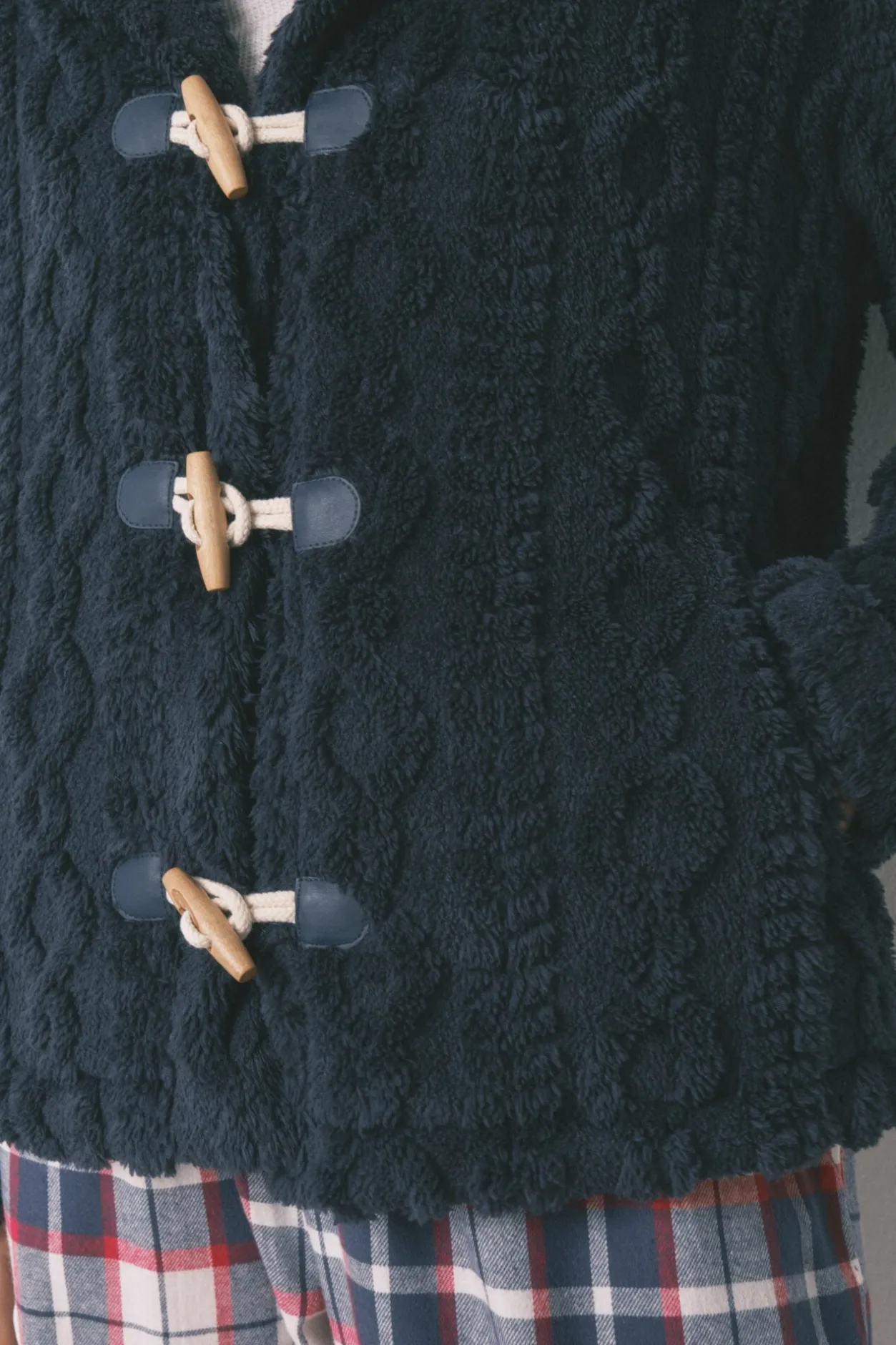 Women'secret Bata corta capucha polar suave azul Outlet