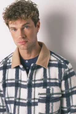 Women'secret Bata corta hombre borreguito cuadros marfil Clearance