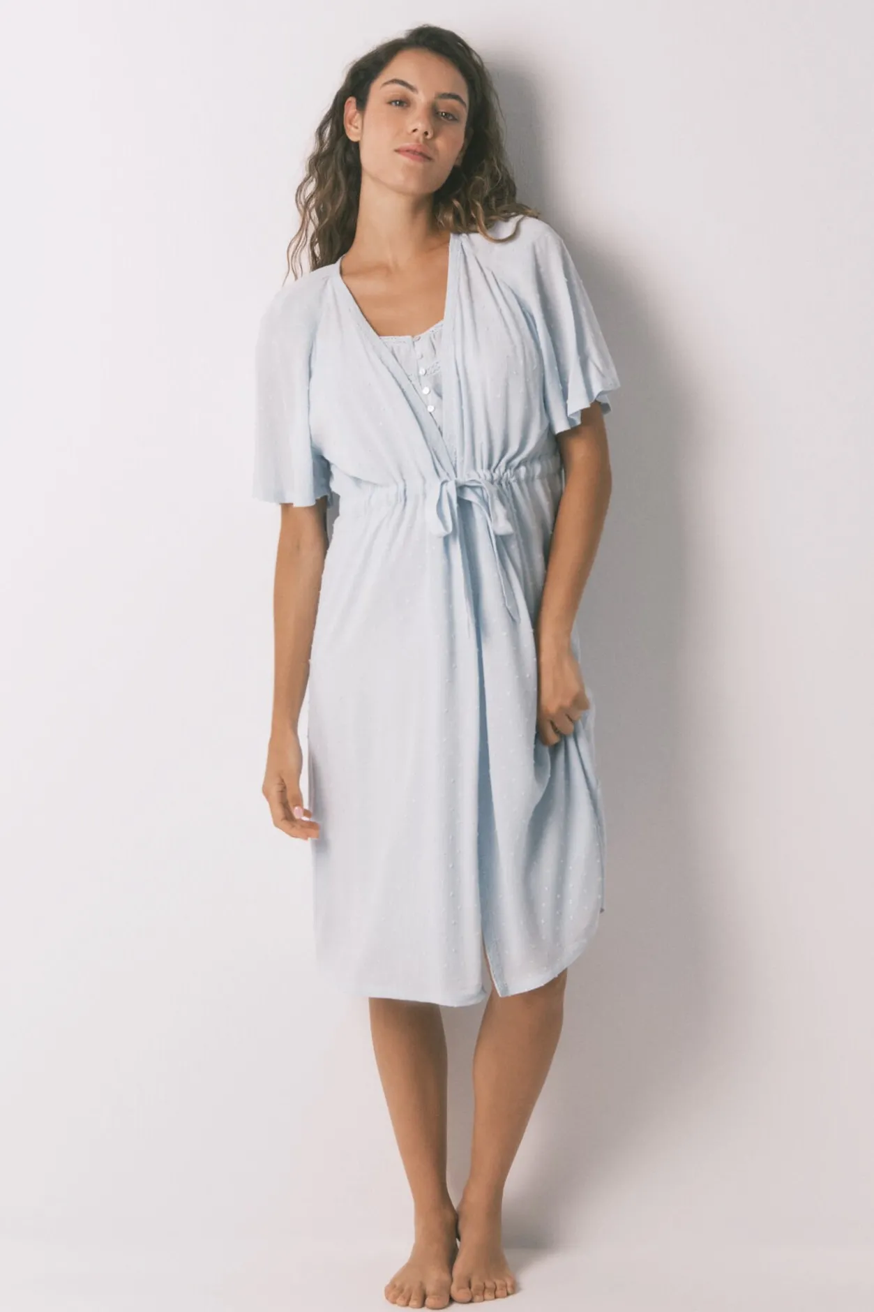 Women'secret Bata larga "maternity" manga corta viscosa verde estampado Discount