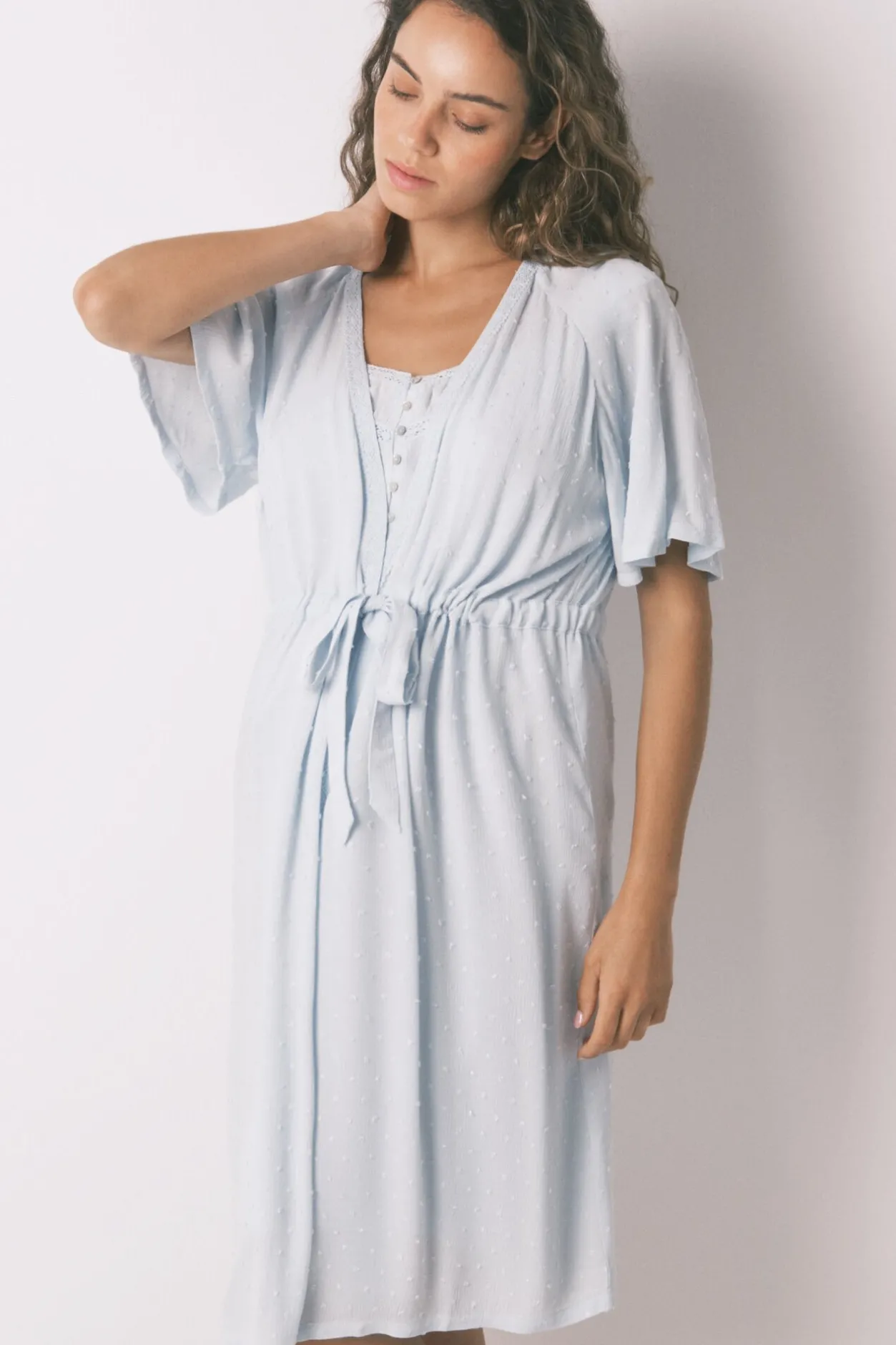 Women'secret Bata larga "maternity" manga corta viscosa verde estampado Discount