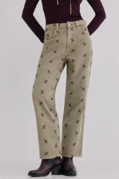 Hoss Intropia Bettina. Vaqueros bordados Verde Clearance