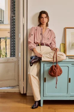 Hoss Intropia Bianca. Vaqueros bordados Marfil