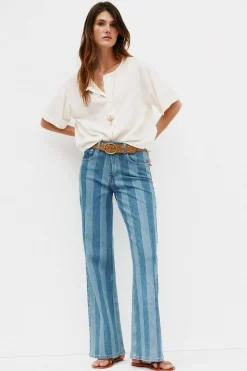 Hoss Intropia Blanca. Vaqueros a rayas Azul marino Clearance