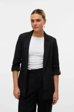 Vero Moda Blazer abierta con manga remangada Negro Discount