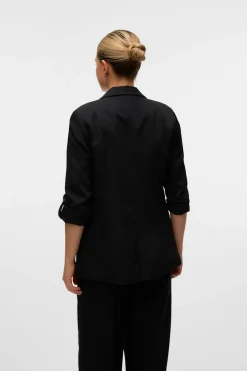 Vero Moda Blazer abierta con manga remangada Negro Discount
