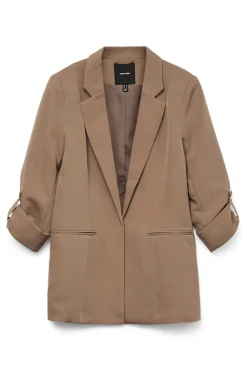 Vero Moda Blazer abierta con manga remangada Marr&oacute;n Outlet