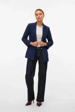 Vero Moda Blazer abierta con manga remangada Azul marino Discount