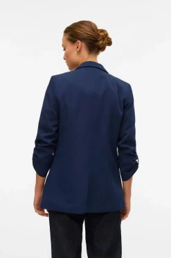 Vero Moda Blazer abierta con manga remangada Azul marino Discount