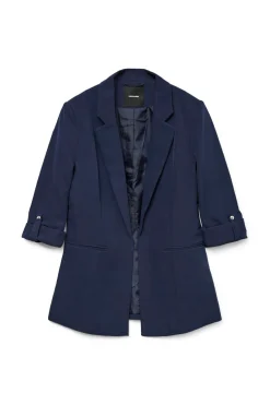 Vero Moda Blazer abierta con manga remangada Azul marino Discount