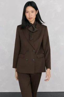 Pedro del Hierro Blazer chocolate doble botonadura Marr&oacute;n Clearance