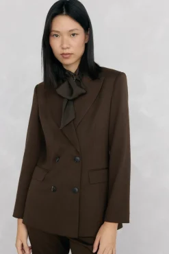 Pedro del Hierro Blazer chocolate doble botonadura Marr&oacute;n Clearance