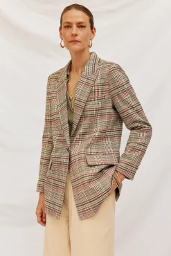 Cortefiel Blazer cuadros Estampado granate