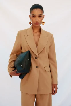 Cortefiel Blazer de cuello solapa Beige Outlet