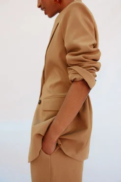 Cortefiel Blazer de cuello solapa Beige Outlet