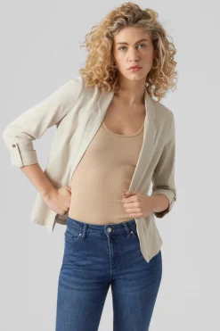 Vero Moda Blazer de mujer abierta con solapa Beige Outlet