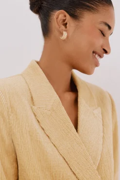 Cortefiel Blazer de mujer cruzada de pana Dorado Best