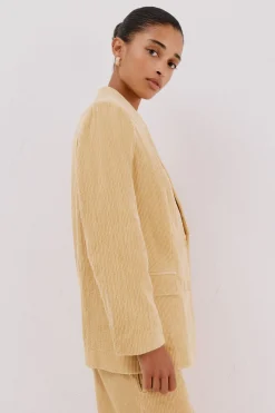 Cortefiel Blazer de mujer cruzada de pana Dorado Best