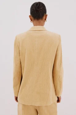 Cortefiel Blazer de mujer cruzada de pana Dorado Best