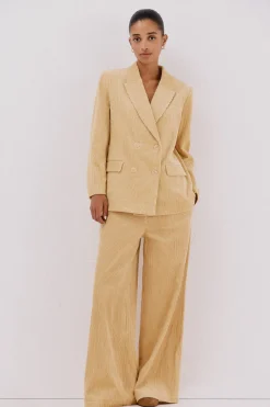 Cortefiel Blazer de mujer cruzada de pana Dorado Best