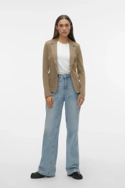 Vero Moda Blazer de mujer manga larga con bolsillos Marr&oacute;n Sale