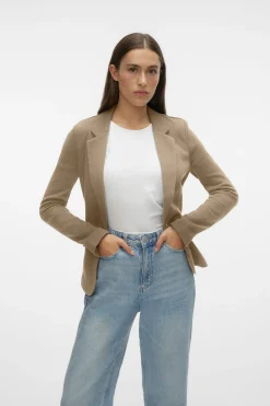 Vero Moda Blazer de mujer manga larga con bolsillos Marr&oacute;n Sale