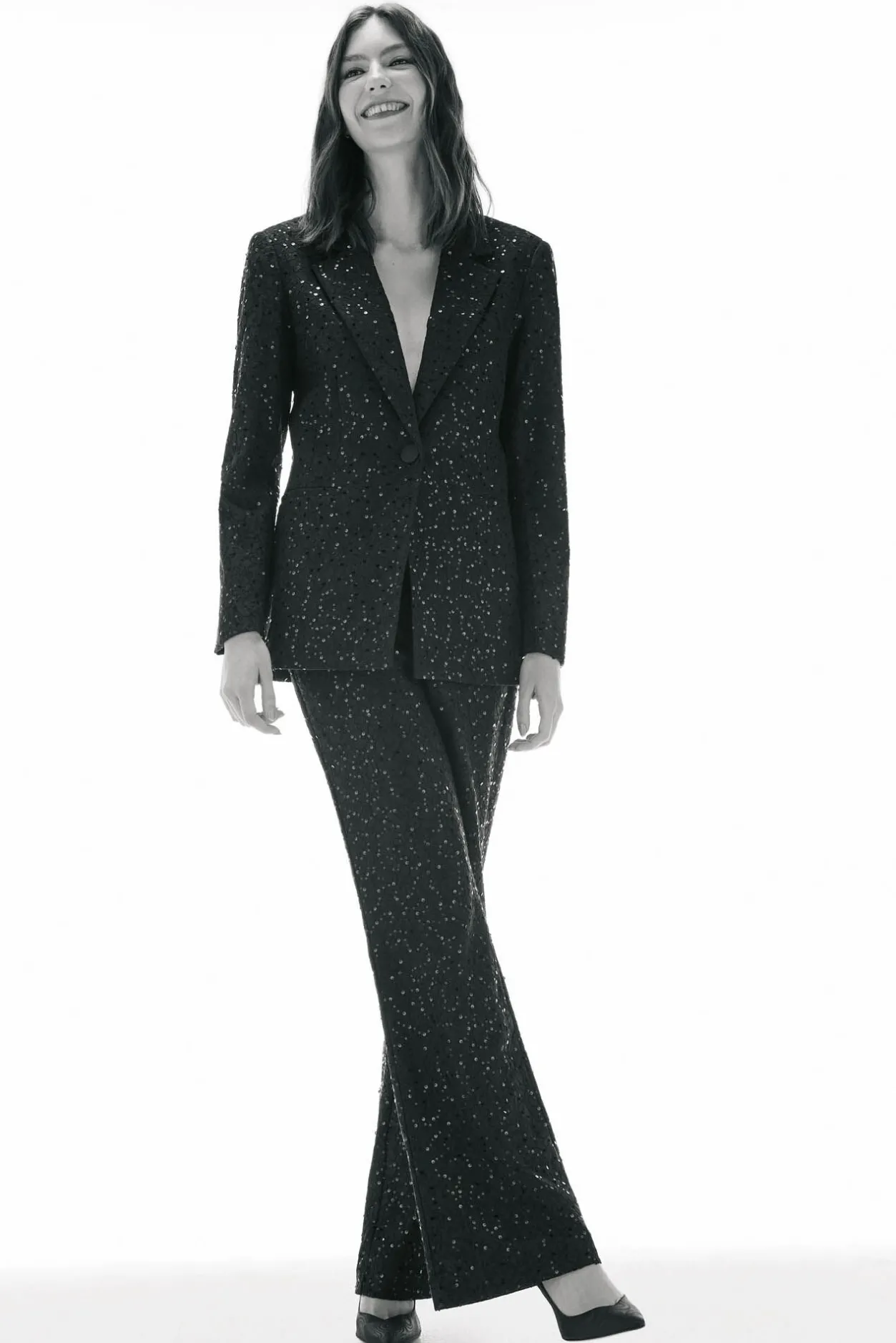 TFP by Tamara Falcó Blazer entallada de lentejuelas Negro Clearance