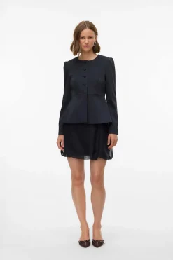 Vero Moda Blazer satinada de mujer con mangas abullonadas Negro