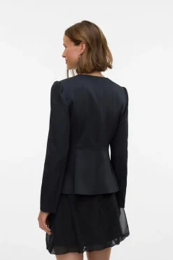 Vero Moda Blazer satinada de mujer con mangas abullonadas Negro