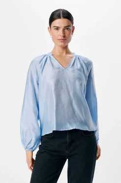 Object Blusa amplia cuello pico Azul Sale
