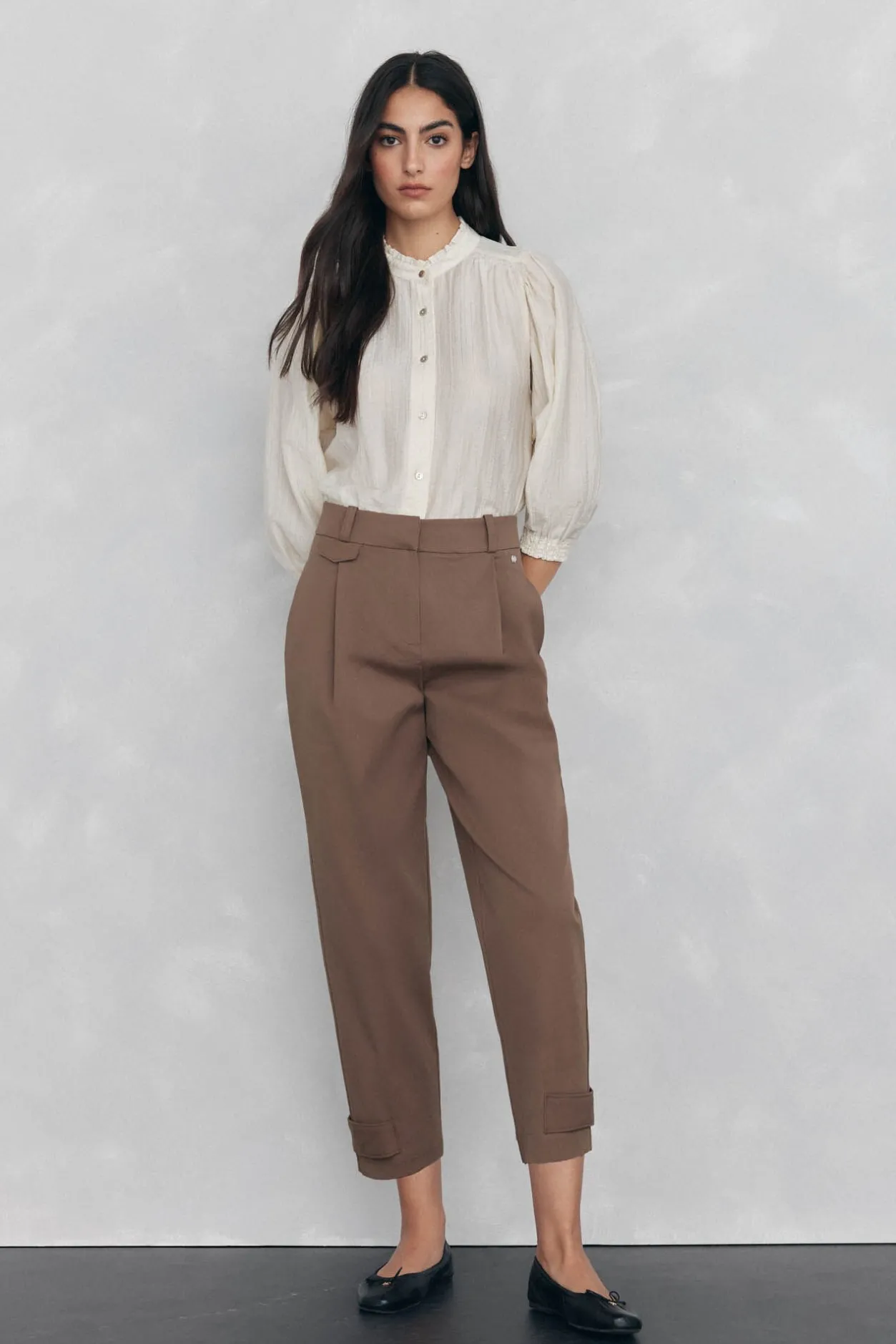 Pedro del Hierro Blusa amplia lisa Beige Clearance