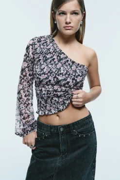 Springfield Blusa asimétrica smock negro New