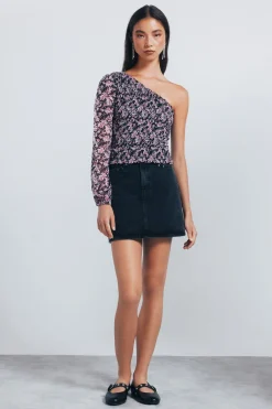 Springfield Blusa asimétrica smock negro New