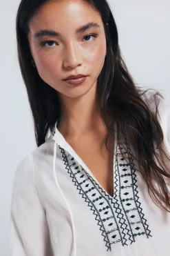 Springfield Blusa boho bordados lentejuelas marr&oacute;n Best