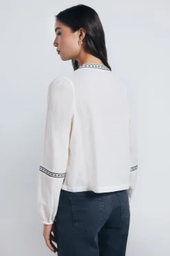 Springfield Blusa boho bordados lentejuelas marr&oacute;n Best