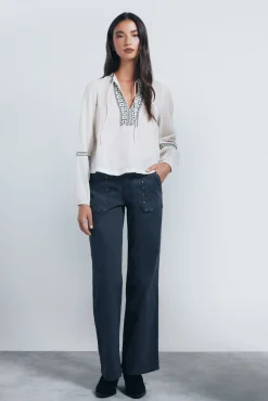 Springfield Blusa boho bordados lentejuelas marr&oacute;n Best