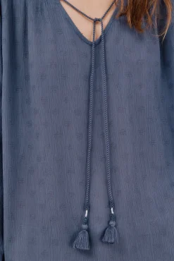 Cortefiel Blusa borlas Azul oscuro New