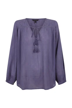 Cortefiel Blusa borlas Azul oscuro New