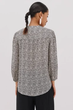 Cortefiel Blusa canesú delantro Estampado blanco Discount