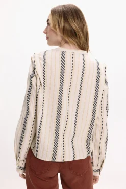 Vila Blusa con bordados de algodón Beige