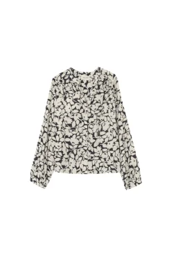 Grace & Mila Blusa con corte regular de mangas largas Estampado beige Sale