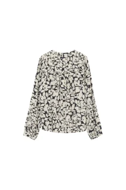 Grace & Mila Blusa con corte regular de mangas largas Estampado beige Sale