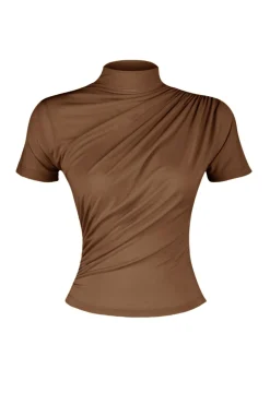 Trendyol Blusa con cuello alto marr&oacute;n Clearance