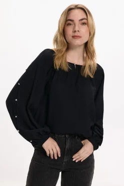 Vila Blusa con mangas abotonadas Negro Clearance