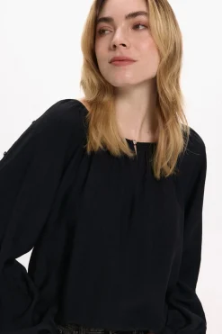 Vila Blusa con mangas abotonadas Negro Clearance