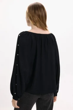 Vila Blusa con mangas abotonadas Negro Clearance